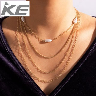 Baroque Jewelry Pearl Chain Four Necklace Irregular Geometric Necklace for girls for women lo