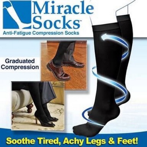 ภาพหน้าปกสินค้าถุงเท้า miracle socks บรรเทาและบำบัดอาหารปวดเมื่อยกล้ามเนื้อ ความอ่อนล้า เส้นเลือดขอด ขา-เท้าบวมโดยเฉพาะระหว่างเดินทาง อ