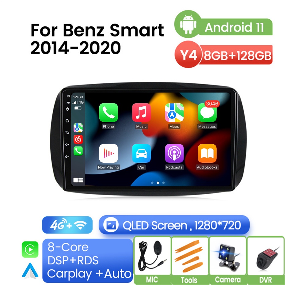 Android Autoradio Für Mercedes Smart 453 2014-2020 - 9 Zoll Touchscreen Mit Wireless Carplay