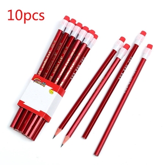 ชุดเครื่องเขียน ดินสอไม้ HB สีแดง สําหรับโรงเรียน สํานักงาน จํานวน 10 ชิ้น ต่อชุด