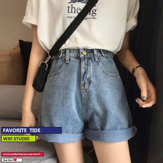 ภาพหน้าปกสินค้าWXF กางเกงยีนส์ขาสั้น เอวสูง สไตล์เกาหลี สำหรับผู้หญิง ซึ่งคุณอาจชอบสินค้านี้