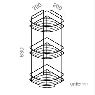 HWHOY-H105T ตะแกรง ชั้นวางอเนกประสงค์เข้ามุม 3 ชั้น -HOY