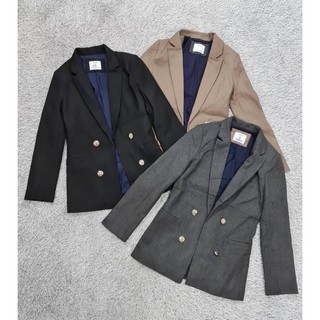 Blazer Bershka สีดำ ,น้ำตาล มีซับใน มีฟองน้ำเสริมไหล่