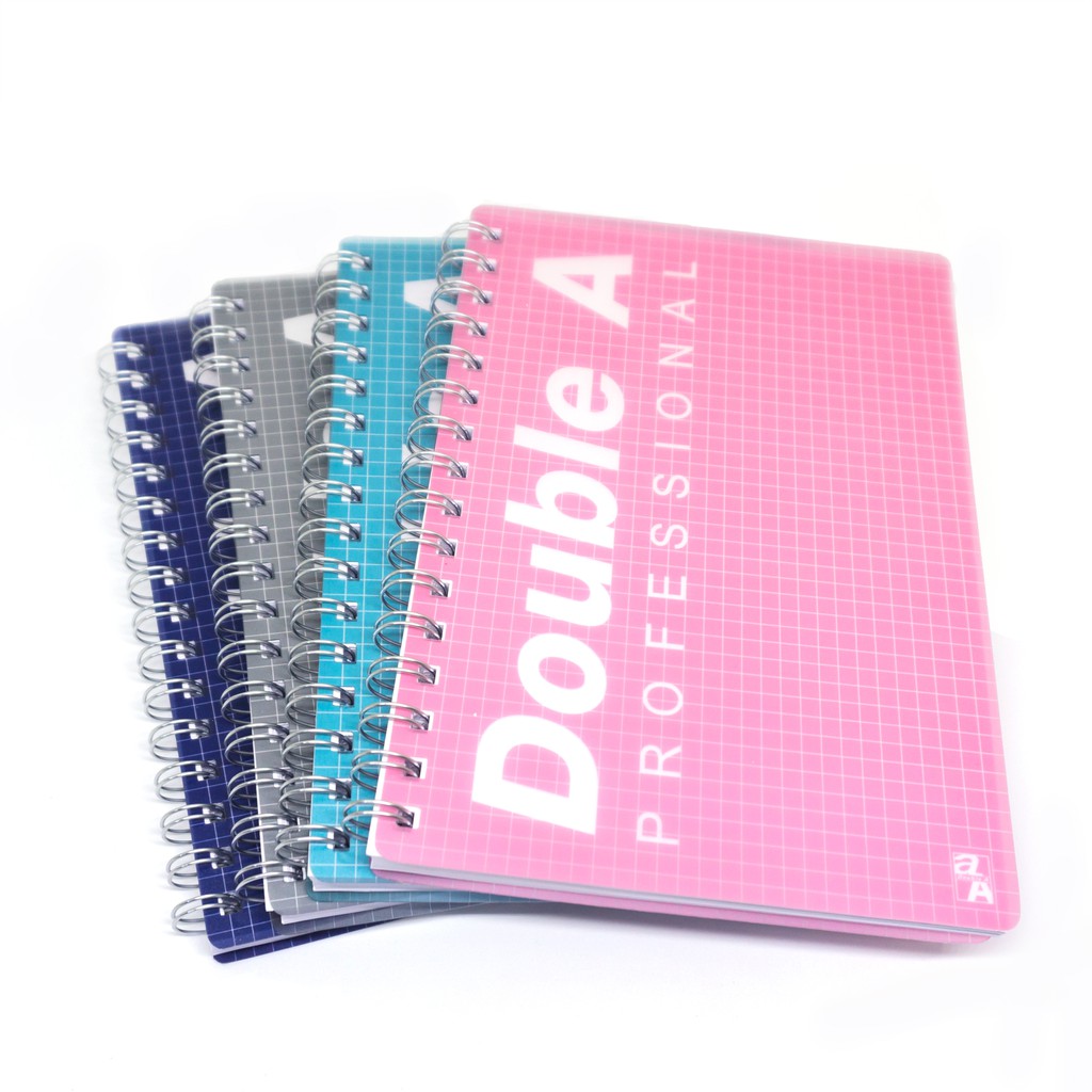 double-a-สมุดสันห่วง-ปกพลาสติก-professional-ขนาด-a5-หนา-70-แกรม-จำนวน-100-แผ่น-คละสี-จำน่าย-4-เล่ม