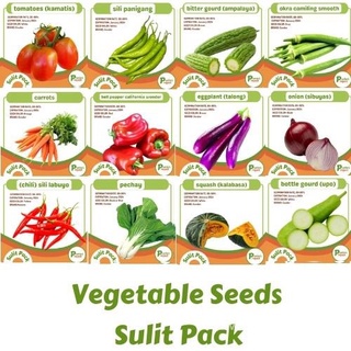 Vegetable Seeds Sulit Pack talong pechay ampalaya sigarilyas upo lettuce patola okraseeds/裙子/向日葵/上衣/种子/苹果/花园/玫瑰/生菜/手链/ B