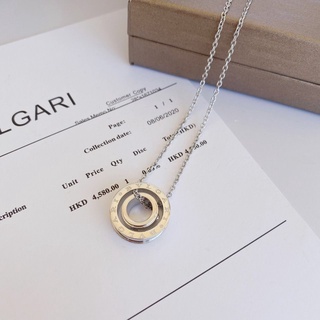 Bvlgari สร้อยคอ ลูกปัดนําโชค สีเงิน แหวนคู่ จี้เพชร สตั๊ด สร้อยคอแฟชั่นผู้หญิง เรียบง่าย สร้อยคอผู้ชาย คลาสสิก หรูหรา เครื่องประดับสร้อยคอ G831