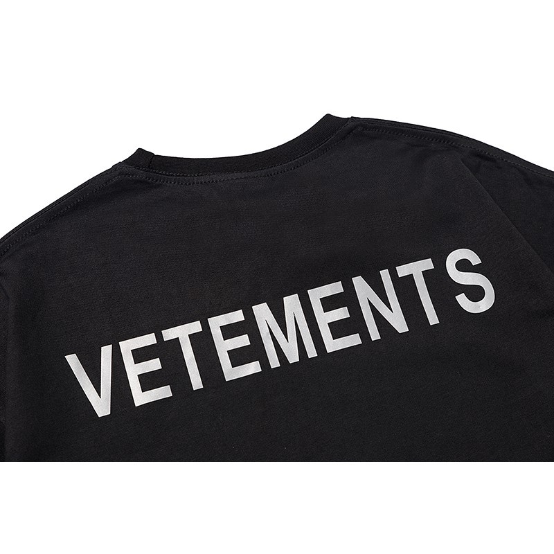 vetements-staff-3m-ตัวอักษรสะท้อนแสงพิมพ์ผ้าฝ้ายลำลองเสื้อยืดแขนสั้น