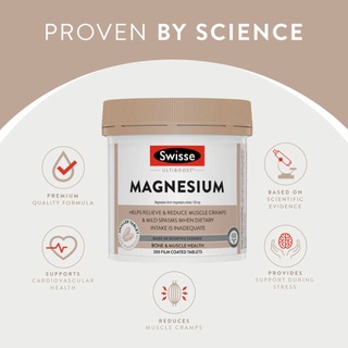 ภาพขนาดย่อของภาพหน้าปกสินค้าSwisse Ultiboost Magnesium 200 เม็ด เคลือบฟิล์ม (EXP:08 2024) แม็กนีเซี่ยม กระดูก กล้ามเนื้อ แม็กนี่เซียม จากร้าน swisseoverseas.th บน Shopee ภาพที่ 1