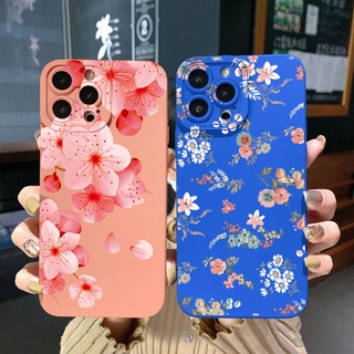 เคสโทรศัพท์มือถือ ขอบสี่เหลี่ยม ลายดอกไม้ สําหรับ iPhone 14 Plus 13 Pro Max 12 iPhone 11 XR 8 7 SE 2022