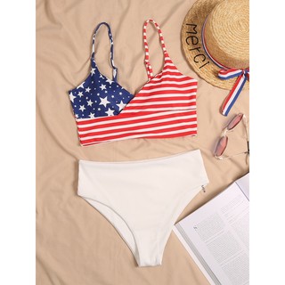 AlissShop ชุดว่ายน้ำ American Flag Bikini