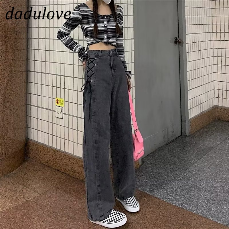 dadulove-new-niche-korean-version-ins-jeans-straps-high-waist-loose-wide-leg-pants-fashion-womens-clothing