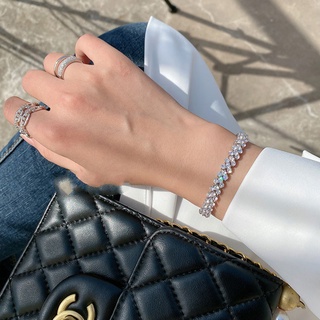 สร้อยข้อมือ ประดับเพชร เพทาย หรูหรา เรียบง่าย อินเทรนด์แฟชั่น สําหรับผู้หญิง