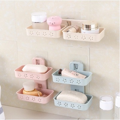 ที่วางสบู่2ชิ้น59บาท-ชั้นวางสบู่สองชั้นsoap-holder-householdติดผนังห้องน้ำห้องครัว-แบบติดผนังไม่ต้องเจาะ-แข็งแกร่ง-bwt