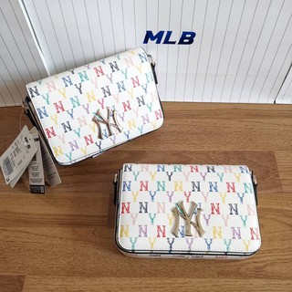 MLB monogram rainbow hoody bag กระเป๋าสะพาย logo NY สีขาว NY สีรุ้ง 🌈  Size : H11.5*L18*W4 💵