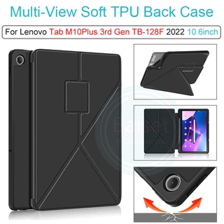 เคส TPU นิ่ม ปิดด้านหลัง แบบพับได้ หลายมุม สําหรับ Lenovo Tab M10 Plus 3rd Gen 10.6 นิ้ว 2022 TB-125F TB-128F