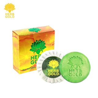 HERB GOLD Soap เฮิร์บ โกลด์ สบู่ สบู่ล้างหน้า สบู่หน้าใส สบู่ล้างหน้าใบบัวบก ขนาด 50g.