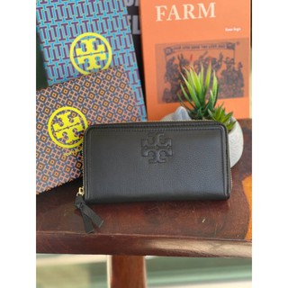 💕 Tory burch Theaa Multi-Gusset Zip Continental Wallet กระเป๋าสตางค์หนังผิววัว