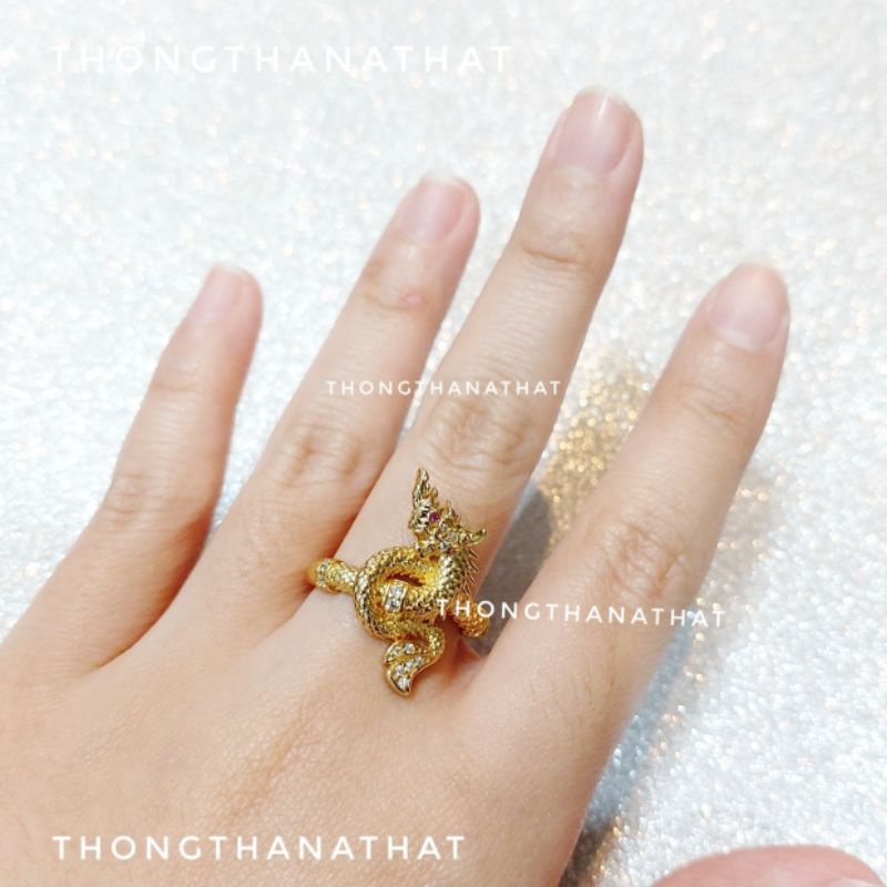 ภาพหน้าปกสินค้าแหวนพญานาคงานทองเหลือง **ปรับไซต์ได้** เรียกทรัพย์ ดูดทรัพย์ แหวนพญานาค แหวน จากร้าน thongthanathat บน Shopee