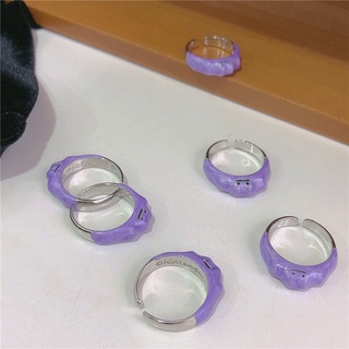 แหวนแฟชั่น ลายการ์ตูนมอนสเตอร์น้อยน่ารัก สีม่วง สไตล์เกาหลี สําหรับผู้หญิง