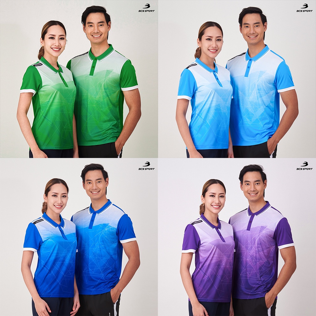 มุมมองเพิ่มเติมของสินค้า BCS SPORT เสื้อพิมพ์ลาย/กีฬา คอโปโล ปกสปอร์ต สีเขียว UNISEX เนื้อผ้า MICRO PLUS+ รหัสJ9004/J9006 POLO-NECK SUBLIMATION