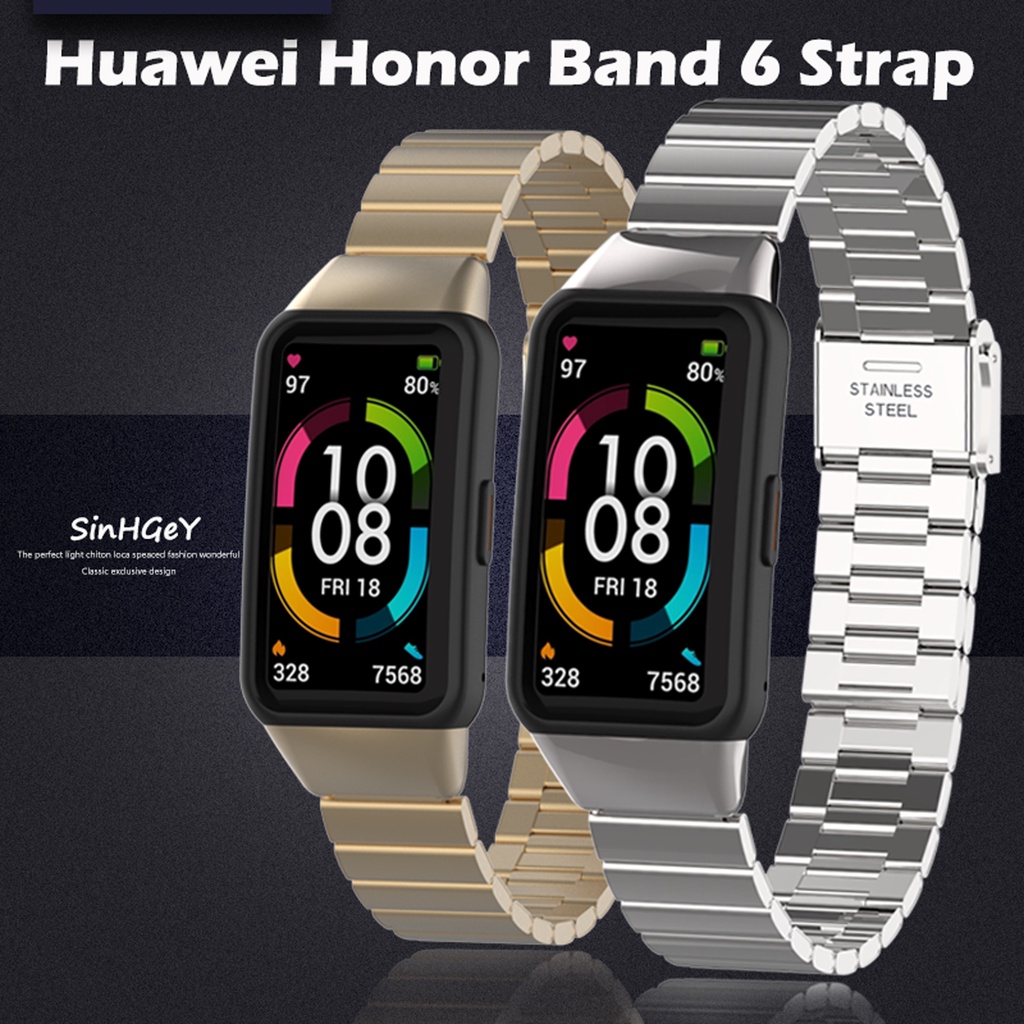 ภาพหน้าปกสินค้าสายนาฬิกาข้อมือ สายสแตนเลสโลหะ แบบเปลี่ยน สําหรับ Huawei Band 7 6 Honor Band 6