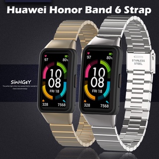 ภาพขนาดย่อของสินค้าสายนาฬิกาข้อมือ สายสแตนเลสโลหะ แบบเปลี่ยน สําหรับ Huawei Band 7 6 Honor Band 6