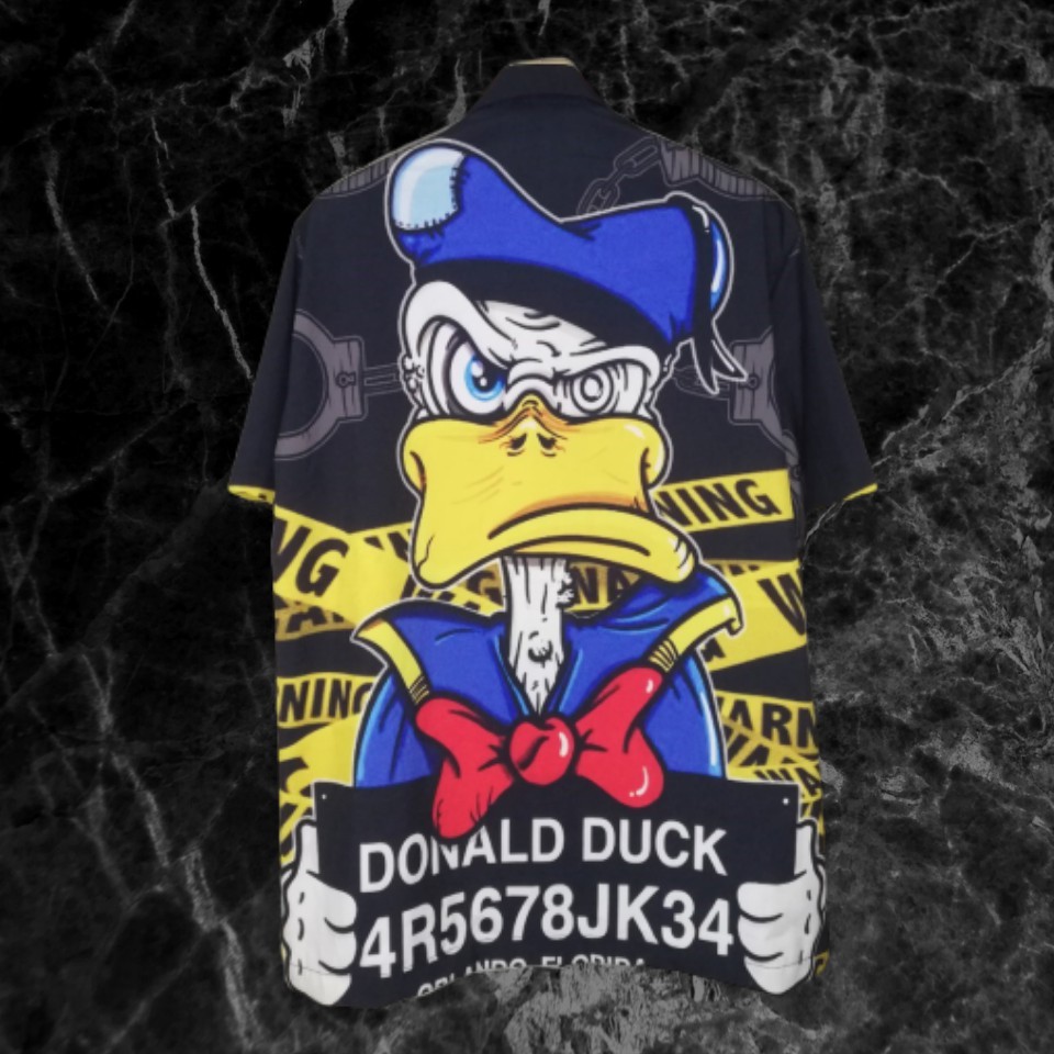 เสื้อฮาวาย-ต่อลาย-จับลาย-เสื้อวินเทจ-hawaiiลายเป็ด-donald-duck