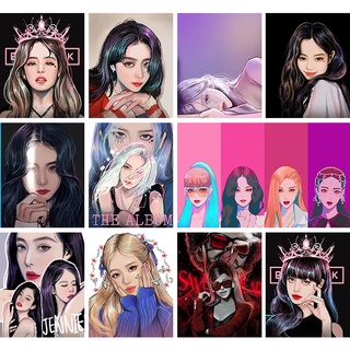 Drofe 【40X50ซม.】ภาพวาดจิตรกรรมบนผ้าใบลาย Black Pink สําหรับติดตกแต่งผนังบ้าน