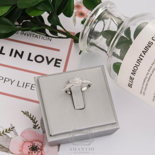 Amantio Diamond  BLOSSOM LOVE 18K WHITE GOLD (E COLORน้ำ99)แหวนแต่งงาน แหวนเพชร