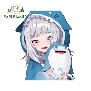 Earlfamily สติกเกอร์ ลายกราฟฟิตี้ ฉลาม กันน้ํา กันแดด สําหรับติดตกแต่งรถยนต์ RV JDM
