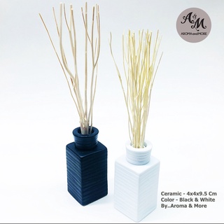 Aroma&amp;More-แจกันเซรามิคสำหรับตกแต่งกับดอกไม้-ใส่น้ำหอมกระจายกลิ่น สีขาวและดำ Ceramic Vase modern design(Black &amp; white)