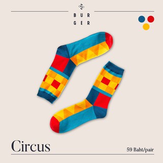 สินค้า Circus ถุงเท้าแฟชั่น ลายหลากสี สายคิ้วท์ ถุงเท้าครึ่งแข้ง ราคาถูก คุณภาพดี