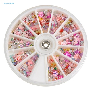 Farfi  1200 Pcs Mixed Flowers Bowknot Nail Art Tips Glitters Slice Decoration Manicure