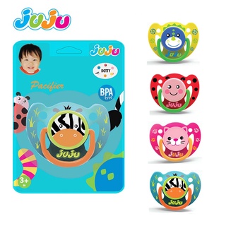 จุกหลอก จุกนมดูดเล่น จูจู JUJU รุ่น DOTTY (จุกแบน) ลวดลายสัตว์ สีสันสดใส