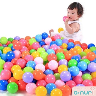 Anuri ลูกบอลปลอดสารพิษ บอลคละสี ลูกบอลเด็กสีสวย ลูกบอลพลาสติก แบบนุ่ม สำหรับเด็ก ขนาด 6.5 ซม. 50 ลูก 100 ลูก