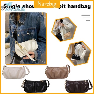 ราคาNarebig กระเป๋าถือกระเป๋าสะพายไหล่แฟชั่นสําหรับสตรีหนัง Pu มีสายโซ่คล้อง Tote