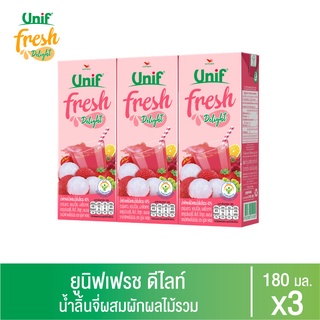 Unif Fresh Delight ยูนิฟเฟรข ดีไลท์ น้ำผักผสมน้ำผลไม้รวม40% ขนาด 180 มล.แพ็ค 3 (เลือกรสได้)