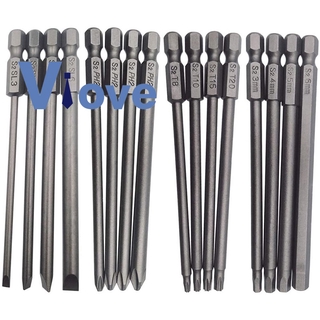 ดอกไขควงแม่เหล็ก 1 / 4 นิ้ว Hex Shank 100 มม . 16 ชิ้น