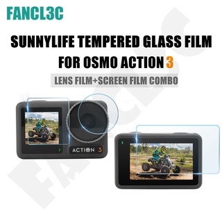 Sunnylife กระจกนิรภัยป้องกันหน้าจอสำหรับ DJI OSMO Action 3 เลนส์ ป้องกันฟิล์มกันรอยสำหรับ DJI Osmo Action 3 อุปกรณ์เสริม