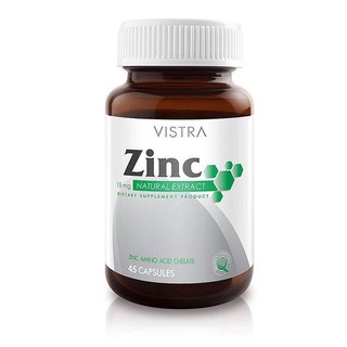 ภาพขนาดย่อของภาพหน้าปกสินค้าVistra Zinc 15mg 45caps วิสทร้า ซิงค์ สกัดจากธรรมชาติ จากร้าน savedrug_official_store บน Shopee ภาพที่ 1