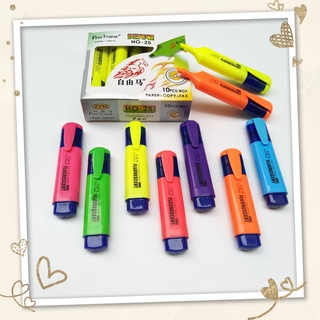 Dinophile ปากกาเน้นข้อความ ชนิดหัวตัด คุณภาพดี ราคาประหยัด มี 7 สี ใช้งานกับกระดาษได้ทุกแบบ Dry Safe Ink
