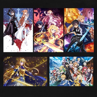 สติกเกอร์โปสเตอร์ ลายการ์ตูนอนิเมะ Sword Art Online Kirito ขนาด 40x60 ซม. สไตล์ญี่ปุ่น สําหรับติดตกแต่งผนังห้องนอน หอพัก