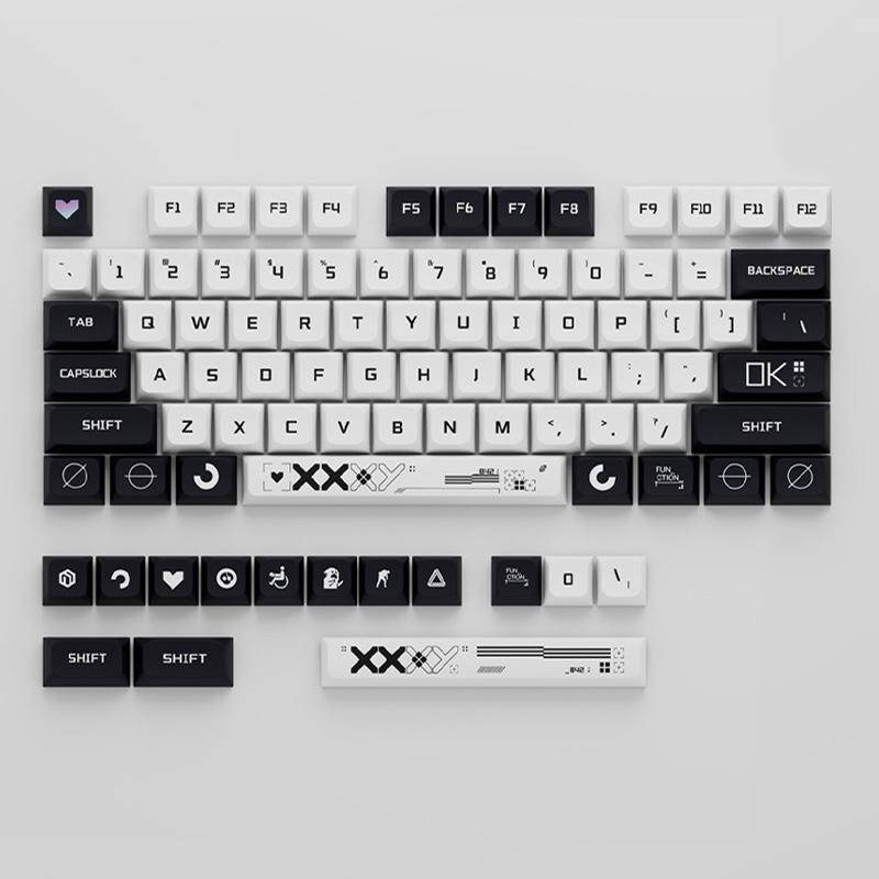 ภาพหน้าปกสินค้าPrint Stream Keycap XDA Profile PBT Keycap Set Black White Mechanical Keyboard Keys for MX Customization DIY จากร้าน mathewshop.th บน Shopee