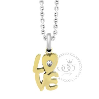 555jewelry สร้อยคอพร้อมจี้ คำว่า LOVE ดีไซน์สวย ตกแต่งด้วย CZ รุ่น 555-P003 - จี้สร้อยคอ จี้ห้อยคอ (P1)