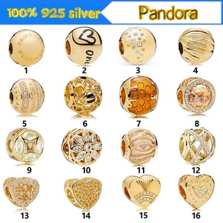 Pandora สร้อยข้อมือลูกปัด สีทอง S925 ของขวัญวันเกิด สําหรับผู้หญิง p825