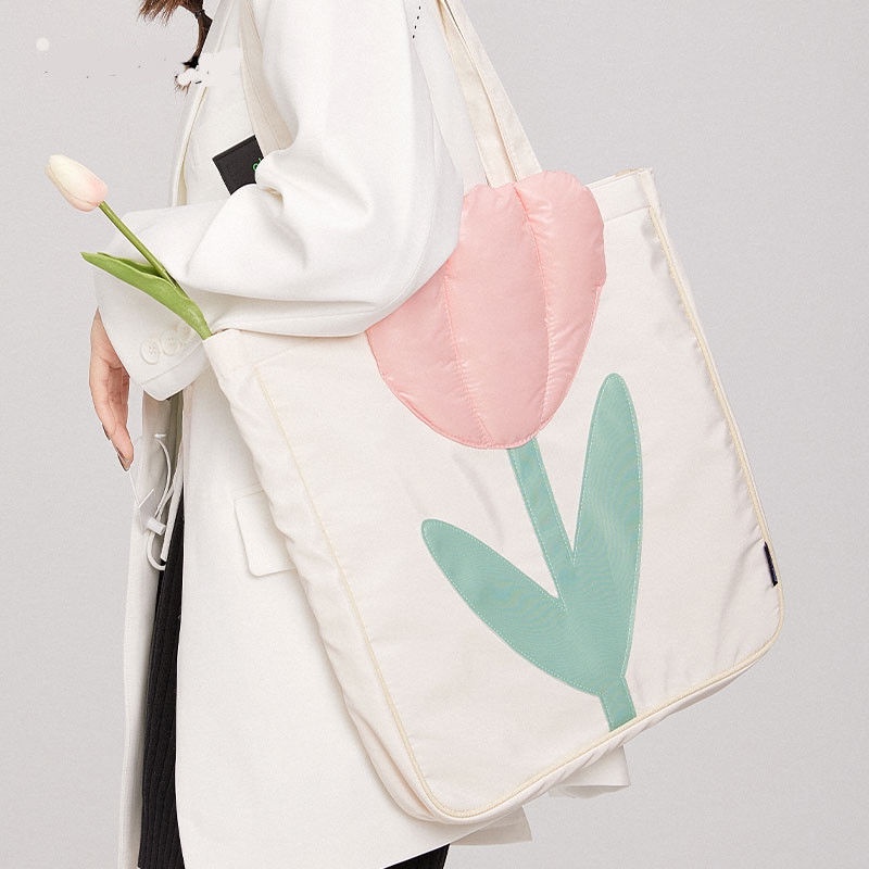 พร้อมส่ง-new-fashion-soft-tulip-shoulder-bag-female-2022-new-creative-handbag-casual-large-capacity-bag