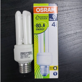 หลอดไฟ OSRAM Duluxstar Compact 🚨 แพ็ค 2 ชิ้น 🚨 : 15W ขั้ว E27 แสง WarmWhite 827 หลอดประหยัดไฟ