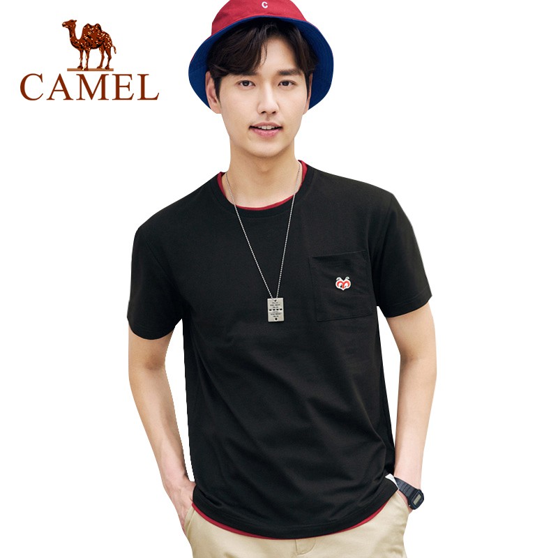 camel-เสื้อยืดผู้ชายปักลายสุนัขจิ้งจอกน้อยs-5xl