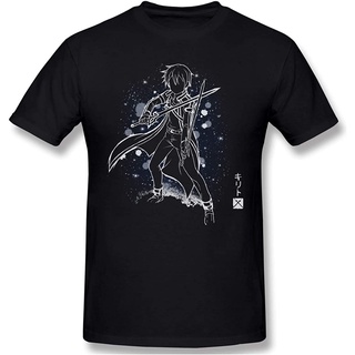 เสื้อยืดสีขาวเสื้อยืดแขนสั้น ผ้าฝ้าย พิมพ์ลาย Sword Art Online สีดํา สไตล์เรโทร สําหรับผู้ชายS-4XL