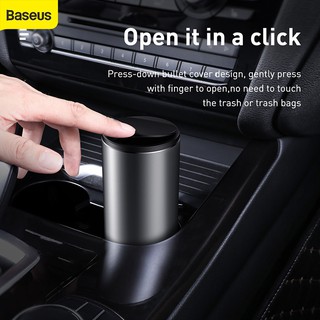 Baseus ถังขยะติดรถยนต์ Car Trash Bin Garbage Can Alloy Auto Interior Organizer Storage Bin Car Garbage Box Holder Ashtray Case Car Accessories